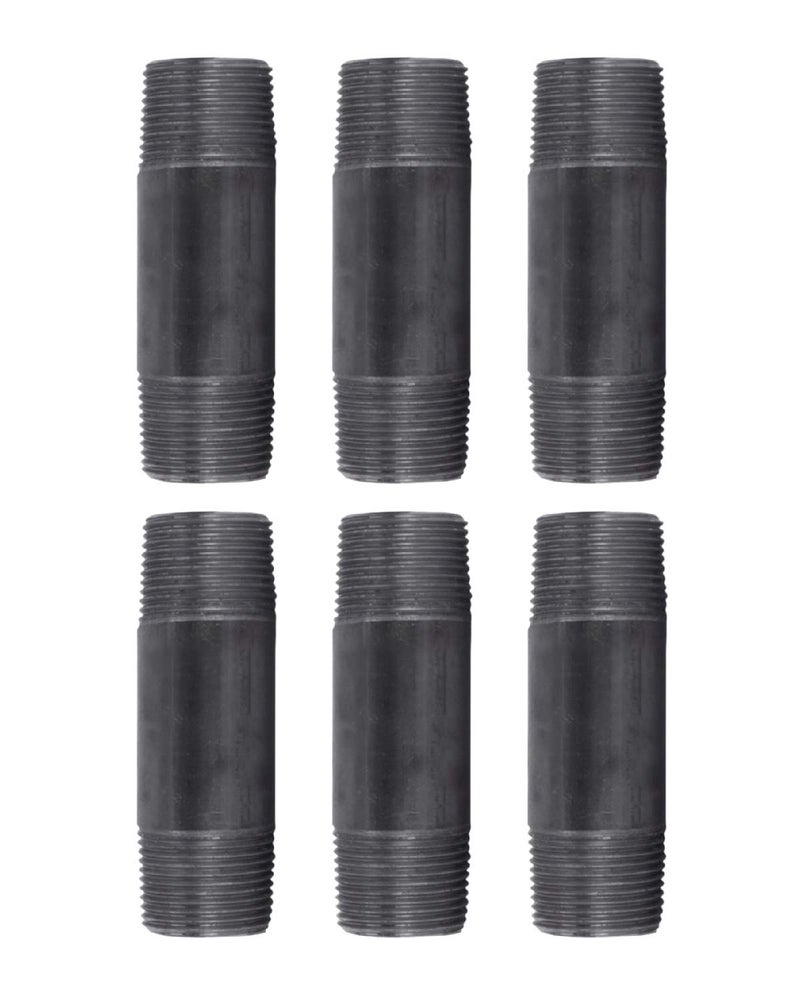 PIPE DECOR 1" x 4" Black Steel Plumbing Pipe, 6-Pack, Pre Cut Connector, Industrial Steel Grey Fits Standard One Inch Threaded Black Malleable Iron Fittings, Build Vintage DIY Furniture - Image 1